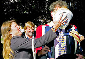 Jeremy Clarkson with custard pie in face